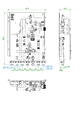 Oventrop Wohnungsstation mit mehreren Anschlüssen und Kupferübertrager. Darstellung der Funktionen und Maße in schematischer Form auf hellem Hintergrund.